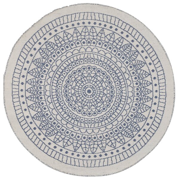 Kulatý oboustranný modro-bílý koberec ⌀ 140 cm YALAK