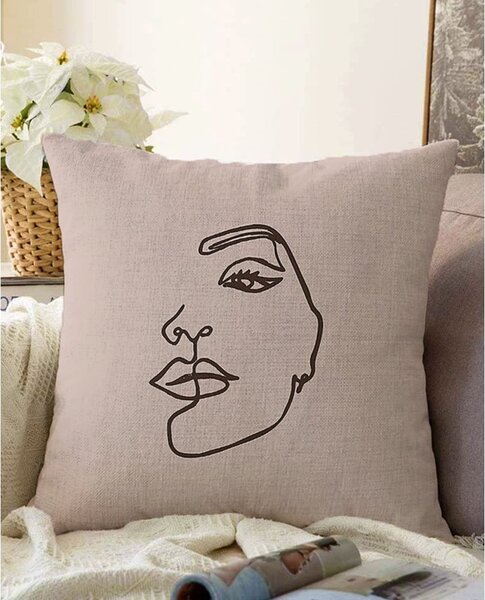 Béžový povlak na polštář s příměsí bavlny Minimalist Cushion Covers Chenille, 55 x 55 cm