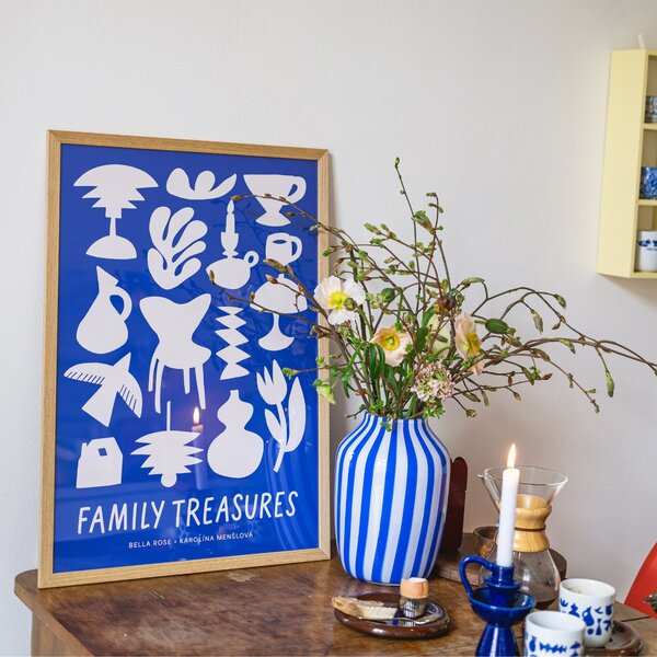 Plakát Family Treasures Beige / Blue 30 x 40 cm