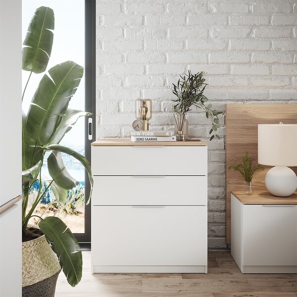 Kredenc Vicco Betti Bílá/Sonoma 50 x 90 cm se 3 zásuvkami, Model 41509