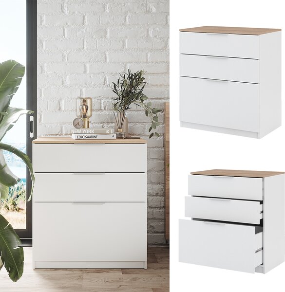Kredenc Vicco Betti Bílá/Sonoma 50 x 90 cm se 3 zásuvkami, Model 41509