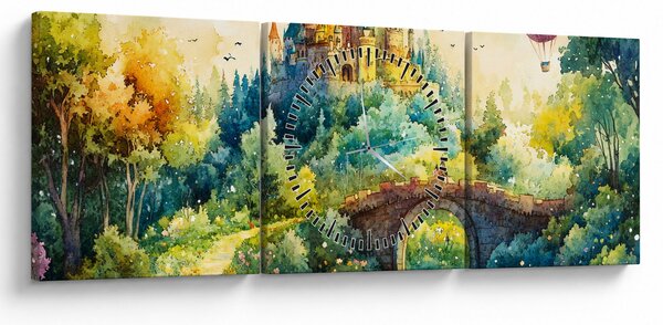 Obraz - Pohádkový zámek (s hodinami) (90x30 cm)