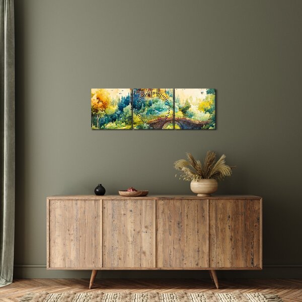 Obraz - Pohádkový zámek (s hodinami) (90x30 cm)
