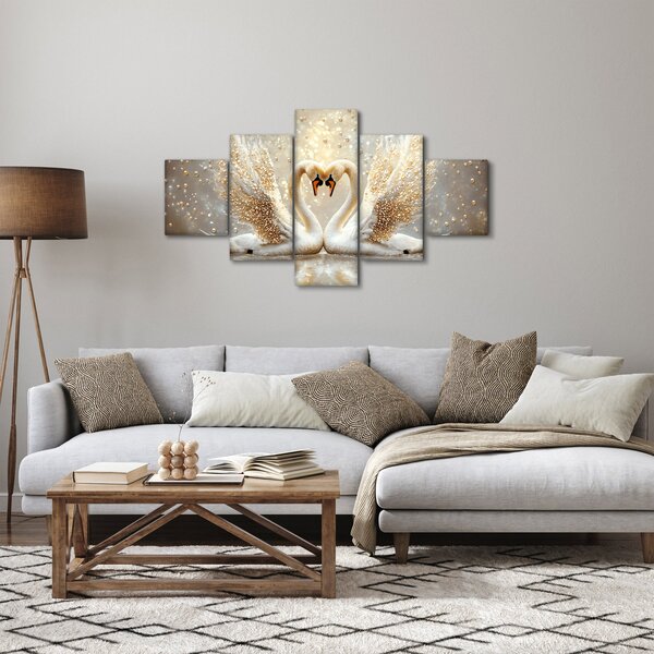Obraz - Zlaté labutě (125x70 cm)