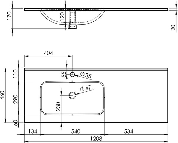 Elita Skappa umyvadlo 121x46.4 cm obdélníkový nábytkový-s pultem bílá lesk RE041204168060