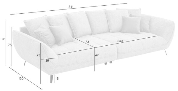 POHOVKA BIG SOFA, textil, světle šedá Livetastic - Pohovky, Online Only
