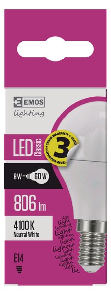 Emos lighting LED žárovka Classic Mini Globe 7,3W E14 neutrální bílá