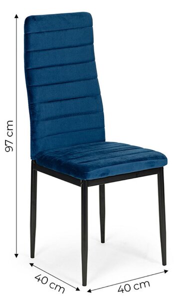 ModernHome LR-1494 Sada 4 ks jídelních židlí VELVET, modrá