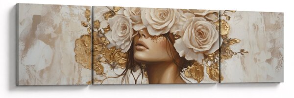 Obraz - Dívka s růžemi (170x50 cm)