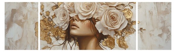 Obraz - Dívka s růžemi (170x50 cm)
