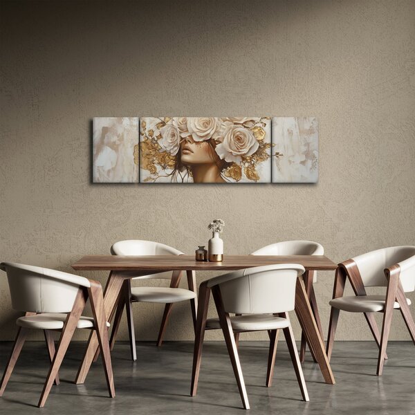 Obraz - Dívka s růžemi (170x50 cm)