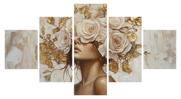 Obraz - Dívka s růžemi (125x70 cm)