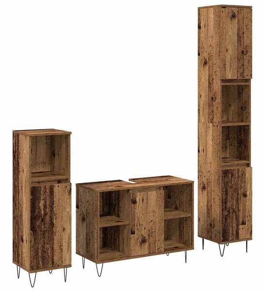 Sada koupelnového nábytku 3 ks Staré dřevo 30 x 30 x 180 cm 3378507