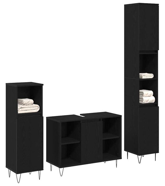 Sada koupelnového nábytku 3 ks Černý dub 30 x 30 x 180 cm 3378509