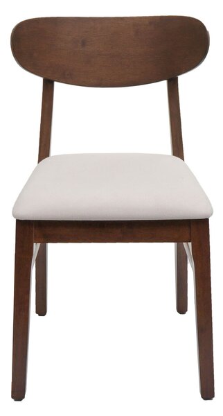 Sada 6 jídelních židlí HWC-M59, kuchyňské židle, látka/textil, masivní dřevo tmavý podnož, krémová
