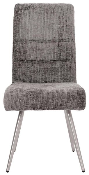 Sada 2 jídelních židlí HWC-G55, kuchyňská židle křeslo, broušená nerezová ocel tkanina/textil žinylka Oeko-Tex tmavě šedá