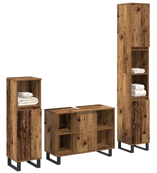 Sada koupelnového nábytku 3 ks Hnědá 30 x 30 x 180 cm 3378510