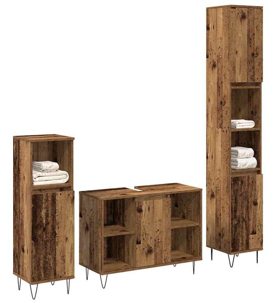 Sada koupelnového nábytku 3 ks Staré dřevo 30 x 30 x 180 cm 3378507