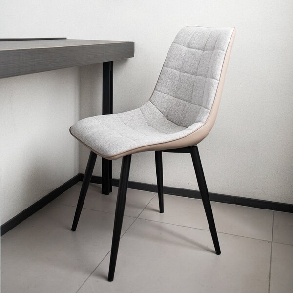 Sada 2 jídelních židlí látka a Imitace kůže, ergonomické, čalouněné, moderní, stabilní, kovové nohy, měkké a pohodlné