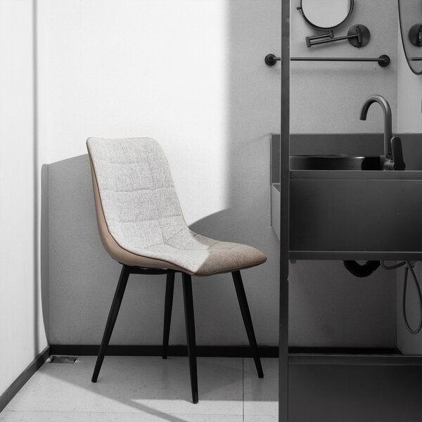 Sada 2 jídelních židlí látka a Imitace kůže, ergonomické, čalouněné, moderní, stabilní, kovové nohy, měkké a pohodlné