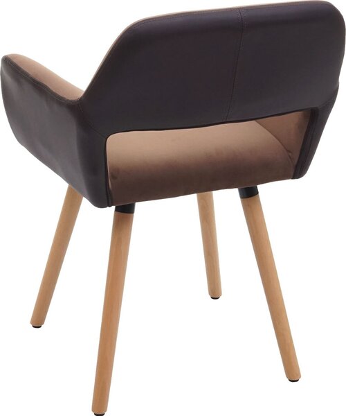 Jídelní židle HWC-A50 II, židle kuchyňská židle, retro design 50. let Imitace kůže/látka, světle hnědá, světlé nohy