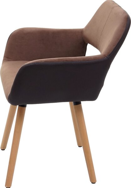 Jídelní židle HWC-A50 II, židle kuchyňská židle, retro design 50. let Imitace kůže/látka, světle hnědá, světlé nohy