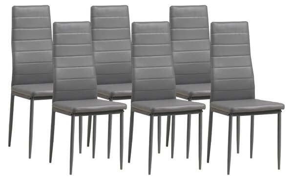 Jídelní židle Albatros MILANO sada 6 kusů, šedá - Čalouněná židle s potahem z Imitace kůže, moderní stylový design k jídelnímu stolu - židle do kuchyně nebo jídelny s vysokou nosností až 110 kg