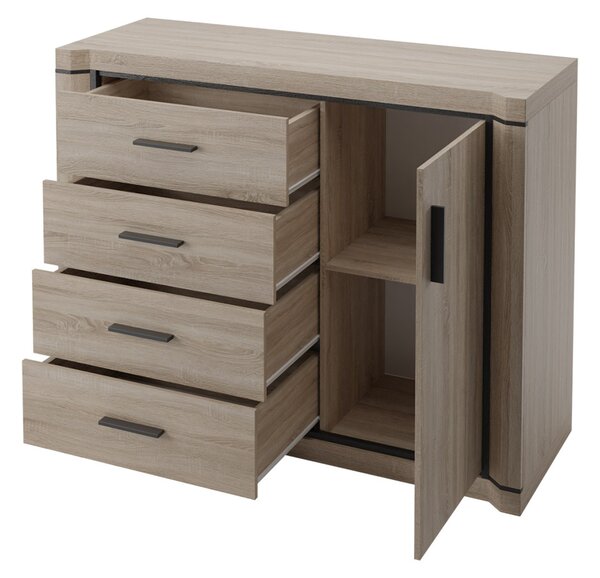 Kombinovaná komoda ARIKA - šířka 117 cm, dub lanýž