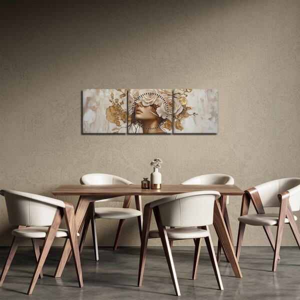 Obraz - Dívka s růžemi (s hodinami) (90x30 cm)