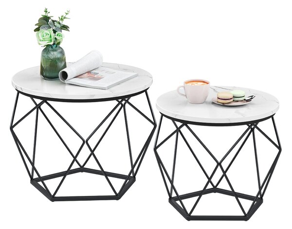 SADA KONFERENČNÍCH STOLKŮ, bílá, černá, kov, kompozitní dřevo, 50-40/50-40/40-36 cm MID.YOU - Konferenční stolky, Online Only
