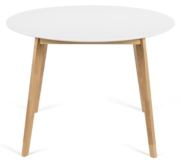 Vikio Jídelní stůl kulatý 105 cm bílá deska nohy dub HJS104B-105