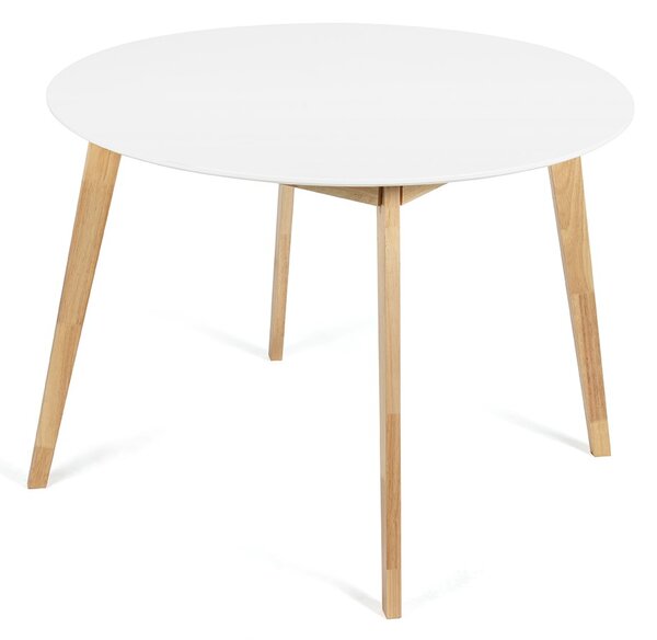 Vikio Jídelní stůl kulatý 105 cm bílá deska nohy dub HJS104B-105