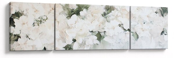 Obraz - Abstrakce bílých květů (170x50 cm)