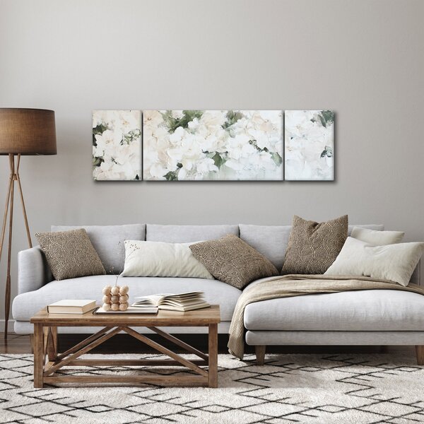 Obraz - Abstrakce bílých květů (170x50 cm)