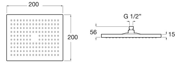 Roca Rainsense hlavová sprcha 20x20 cm čtvercový chrom A5B2350C00