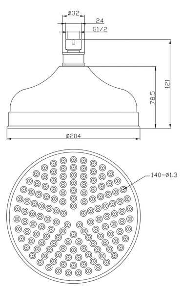 Omnires WG hlavová sprcha 20.5x20.5 cm kulatý chrom WG620CR