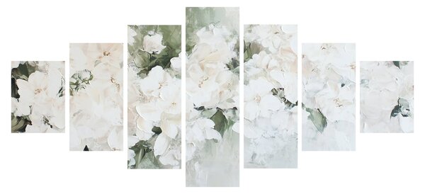Obraz - Abstrakce bílých květů (210x100 cm)