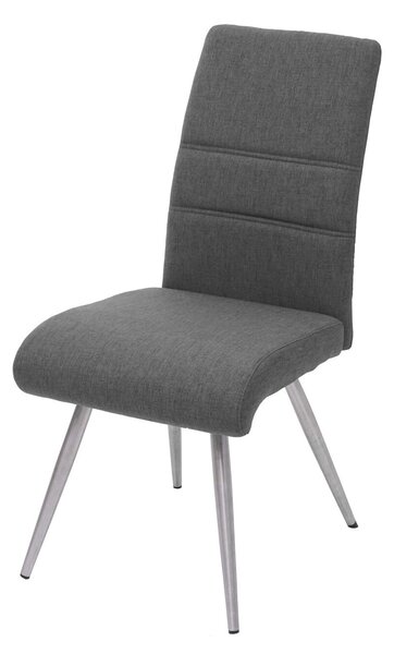 Sada 2 jídelních židlí HWC-G55, kuchyňská židle Židle, látka/textil kartáčovaná nerezová ocel šedohnědá