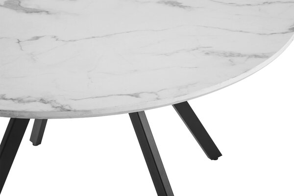 Vikio Jídelní stůl kulatý 120 cm dekor bílý mramor HJS101B