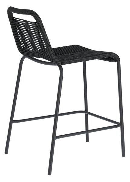 Černá barová židle s ocelovou konstrukcí Kave Home Glenville, výška 62 cm