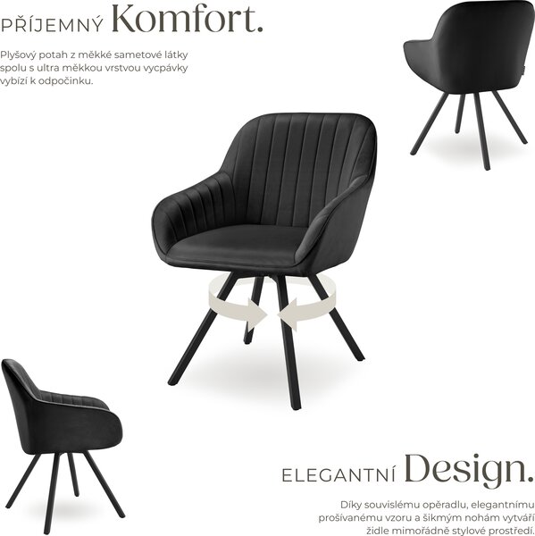 Tectake® Otočné křeslo Snug čalouněné, sametový vzhled 58 x 58 x 82 cm