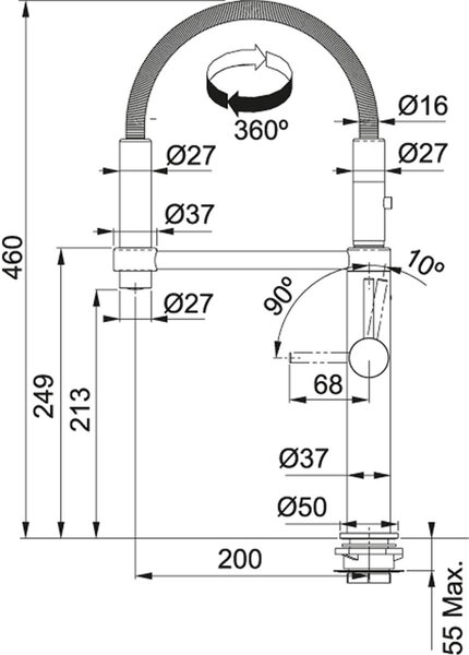 Franke Pescara 360 kuchyňská baterie stojící chrom 115.0393.976