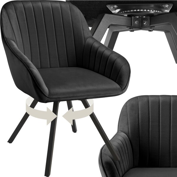 Tectake® Otočné křeslo Snug čalouněné, sametový vzhled 58 x 58 x 82 cm