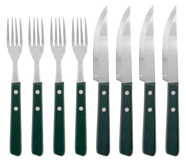 Sada příborů z nerezové oceli Steak Green – set 8 ks
