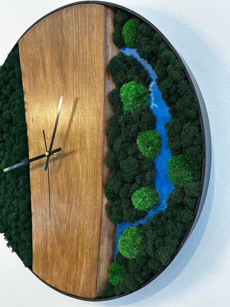Mechové hodiny s epoxidovou řekou Velikost rámu: 40cm