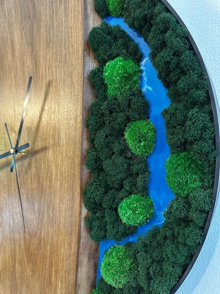 Mechové hodiny s epoxidovou řekou Velikost rámu: 40cm