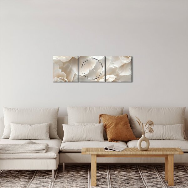 Obraz - Jemné pivoňky (s hodinami) (90x30 cm)