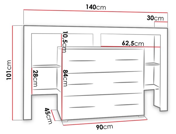 Komoda se šuplíky a LED osvětlením CLANE 2 - bílá / lesklá šedá