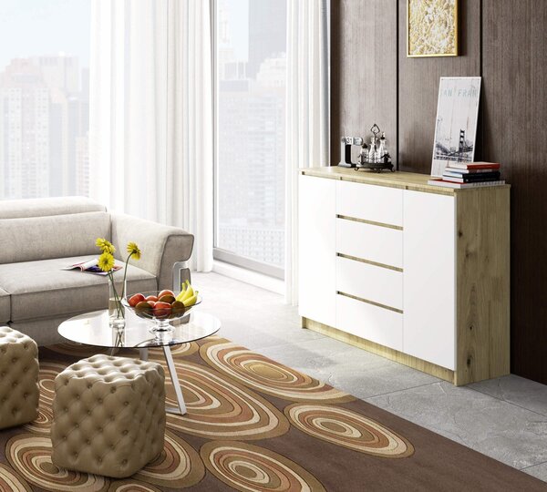 Ak furniture Komoda Inbia K 140 cm dub artisan/bílá