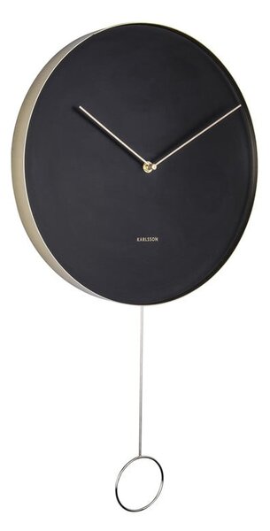 Černé nástěnné kyvadlové hodiny Karlsson Pendulum, ø 34 cm
